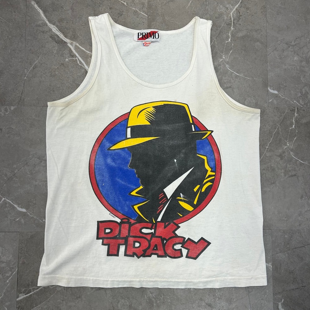 90s Vintage Dick Tracy Graphic Tee Mens Large Tank Top Comic Book Movie Promo